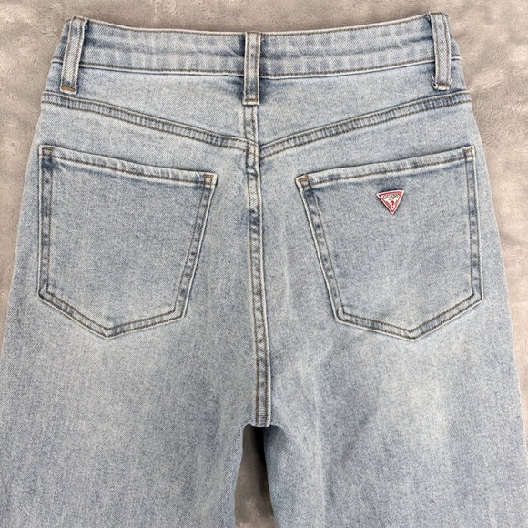 Guess Jeans Women 27x28 (Fits 25x27) Light Blue High Rise Straight Classic Denim - Picture 7 of 9